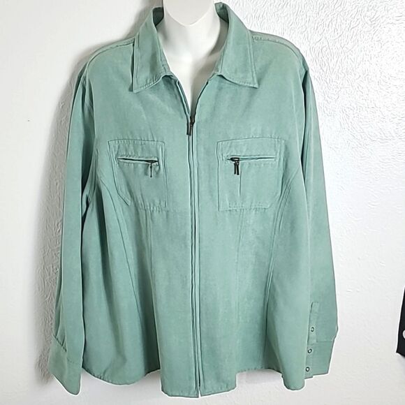 Cato Light Teal Jacket, Zipper Down the Center with Zipper Pockets, Size 18/20W - Picture 1 of 7